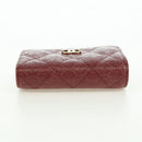 CHANEL Camelia Trifold Wallet Leather Bordeaux Gold CC Auth am11479M-5