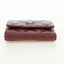 CHANEL Camelia Trifold Wallet Leather Bordeaux Gold CC Auth am11479M-6