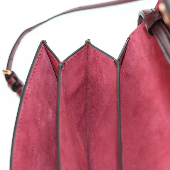 ETRO Paisley Shoulder Bag PVC Leather Gold Bordeaux Auth am11482V