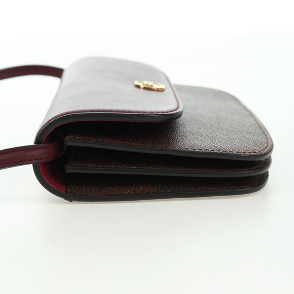 ETRO Paisley Shoulder Bag PVC Leather Gold Bordeaux Auth am11482V
