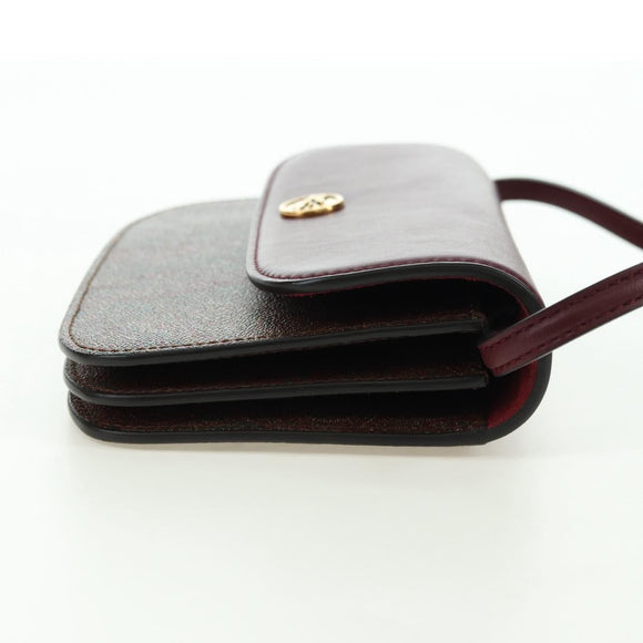 ETRO Paisley Shoulder Bag PVC Leather Gold Bordeaux Auth am11482V