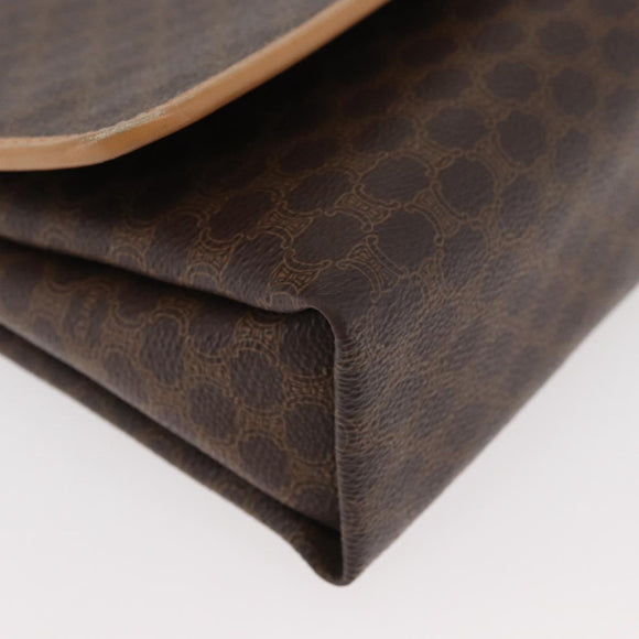 CELINE Macadam Canvas Schoudertas PVC Leer Bruin Goud Auth am11484A