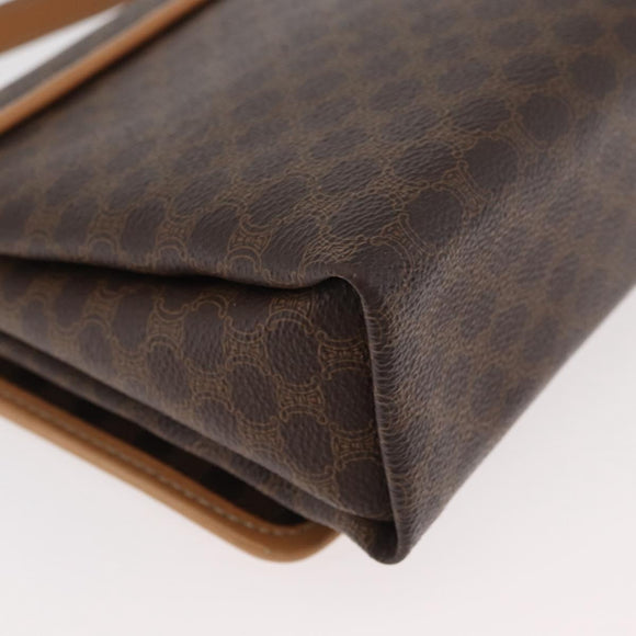 CELINE Macadam Canvas Schoudertas PVC Leer Bruin Goud Auth am11484A