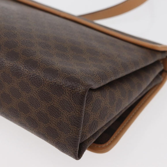 CELINE Macadam Canvas Schoudertas PVC Leer Bruin Goud Auth am11484A