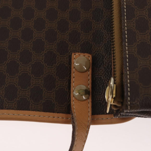 CELINE Macadam Canvas Schoudertas PVC Leer Bruin Goud Auth am11484A