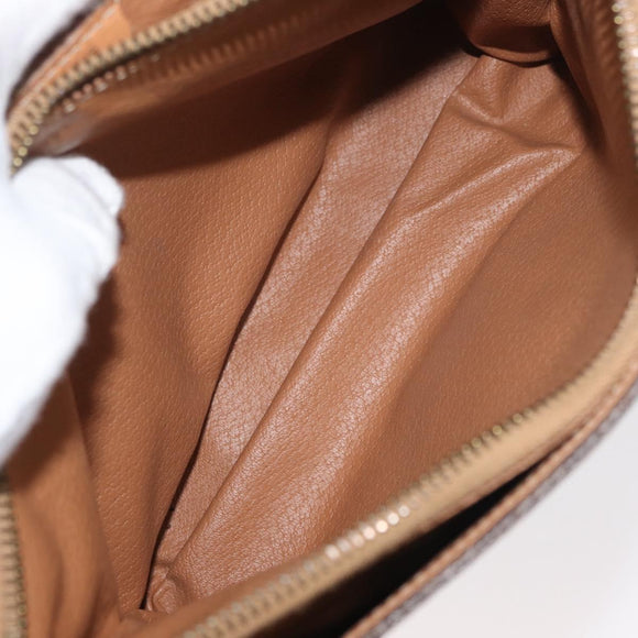 CELINE Macadam Canvas Schoudertas PVC Leer Bruin Goud Auth am11484A