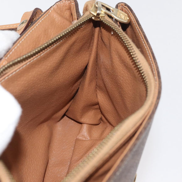 CELINE Macadam Canvas Schoudertas PVC Leer Bruin Goud Auth am11484A