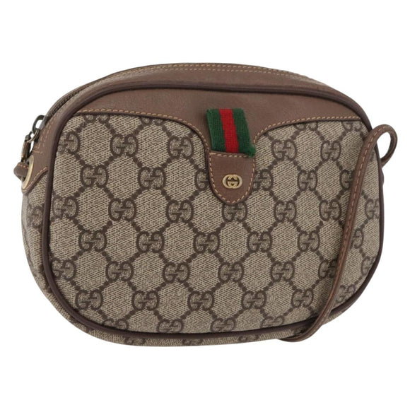 GUCCI GG Supreme Web Sherry Line Bag PVC Beige 007 58 6112 4023 Auth am11491