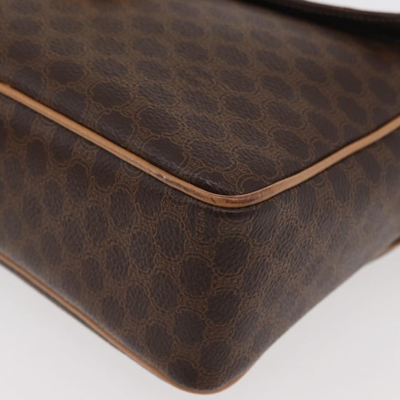CELINE Macadam Canvas Schoudertas PVC Leer Bruin Goud Auth am11493A