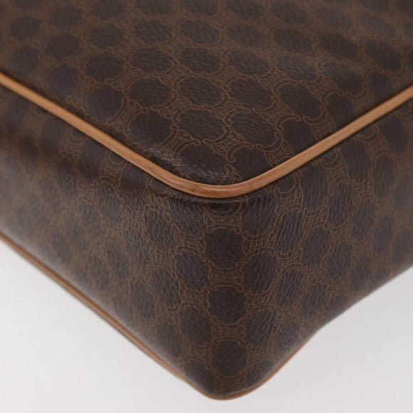CELINE Macadam Canvas Schoudertas PVC Leer Bruin Goud Auth am11493A