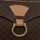CELINE Macadam Canvas Schoudertas PVC Leer Bruin Goud Auth am11493A-18