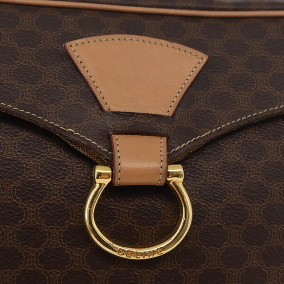 CELINE Macadam Canvas Schoudertas PVC Leer Bruin Goud Auth am11493A