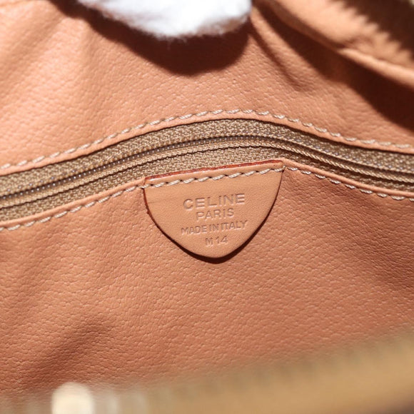 CELINE Macadam Canvas Schoudertas PVC Leer Bruin Goud Auth am11493A