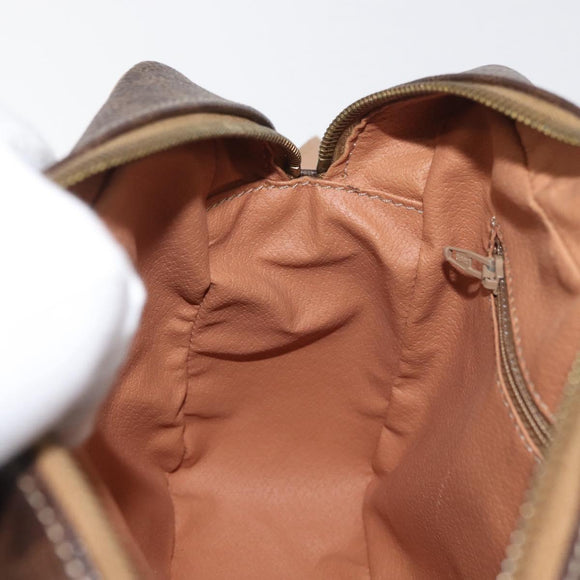 CELINE Macadam Canvas Schoudertas PVC Leer Bruin Goud Auth am11493A