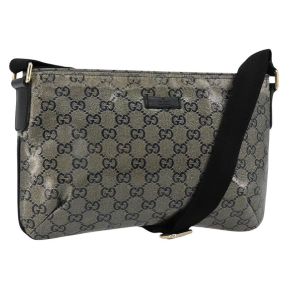 GUCCI GG Crystal Shoulder Bag Coated Canvas Navy Gold 189749 Auth am11494A