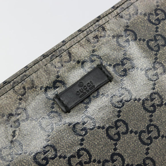 GUCCI GG Crystal Shoulder Bag Coated Canvas Navy Gold 189749 Auth am11494A
