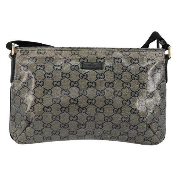 GUCCI GG Crystal Shoulder Bag Coated Canvas Navy Gold 189749 Auth am11494A