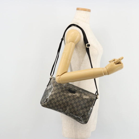 GUCCI GG Crystal Shoulder Bag Coated Canvas Navy Gold 189749 Auth am11494A