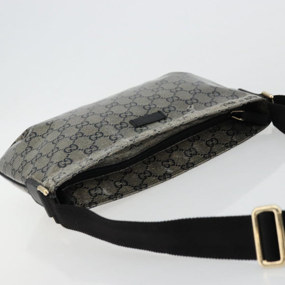 GUCCI GG Crystal Shoulder Bag Coated Canvas Navy Gold 189749 Auth am11494A