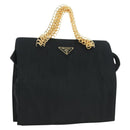 PRADA Chain Hand Bag Nylon Black Gold B4019 Auth am11495V-1
