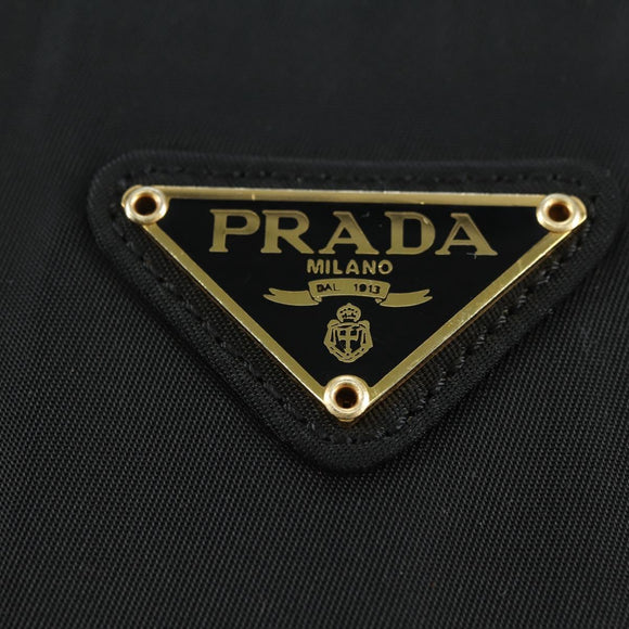 PRADA Chain Hand Bag Nylon Black Gold B4019 Auth am11495V
