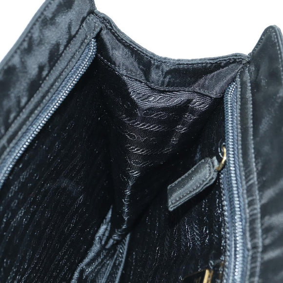 PRADA Chain Hand Bag Nylon Black Gold B4019 Auth am11495V