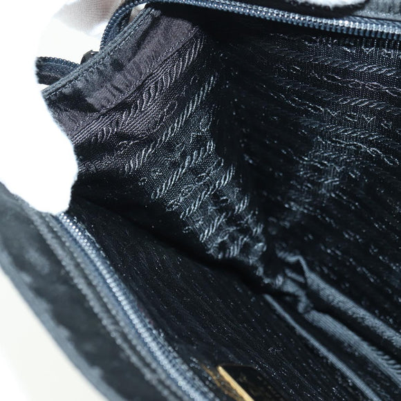 PRADA Chain Hand Bag Nylon Black Gold B4019 Auth am11495V