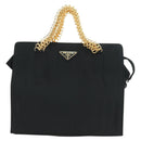 PRADA Chain Hand Bag Nylon Black Gold B4019 Auth am11495V-13