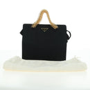 PRADA Chain Hand Bag Nylon Black Gold B4019 Auth am11495V-12
