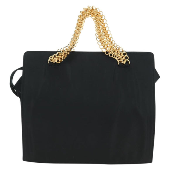 PRADA Chain Hand Bag Nylon Black Gold B4019 Auth am11495V