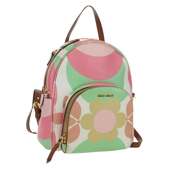 Miu Miu Backpack Leather Multicolor Gold Auth am11496V