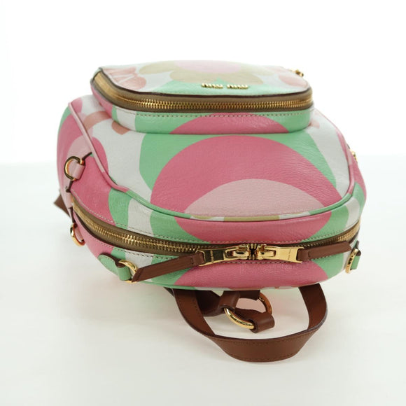 Miu Miu Backpack Leather Multicolor Gold Auth am11496V
