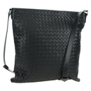 BOTTEGA VENETA INTRECCIATO Shoulder Bag Leather Black Silver Auth am11497SAV-1