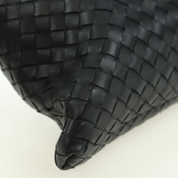 BOTTEGA VENETA INTRECCIATO Shoulder Bag Leather Black Silver Auth am11497SAV