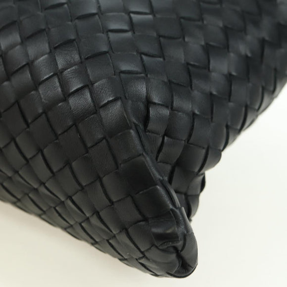 BOTTEGA VENETA INTRECCIATO Shoulder Bag Leather Black Silver Auth am11497SAV