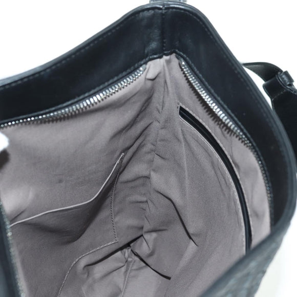 BOTTEGA VENETA INTRECCIATO Shoulder Bag Leather Black Silver Auth am11497SAV