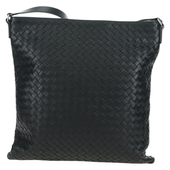 BOTTEGA VENETA INTRECCIATO Shoulder Bag Leather Black Silver Auth am11497SAV