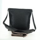 BOTTEGA VENETA INTRECCIATO Shoulder Bag Leather Black Silver Auth am11497SAV-23
