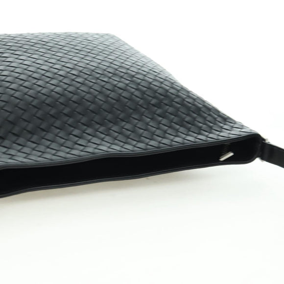 BOTTEGA VENETA INTRECCIATO Shoulder Bag Leather Black Silver Auth am11497SAV