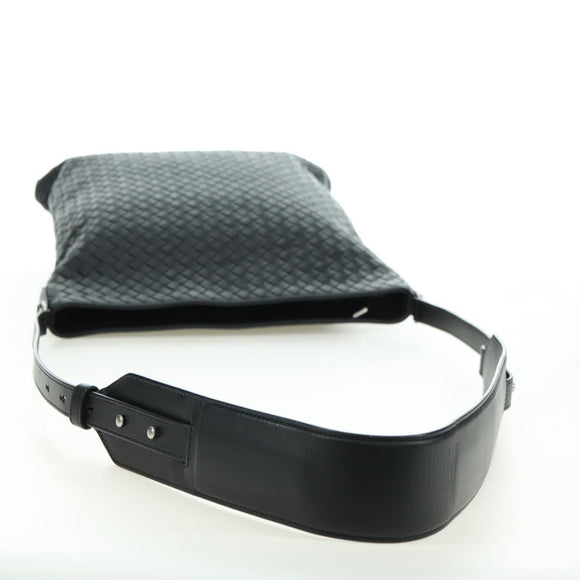 BOTTEGA VENETA INTRECCIATO Shoulder Bag Leather Black Silver Auth am11497SAV