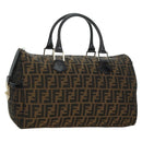 FENDI Zucca Canvas Mini Boston Bag Brown Black Auth am11498SAV-1