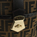 FENDI Zucca Canvas Mini Boston Bag Brown Black Auth am11498SAV-19