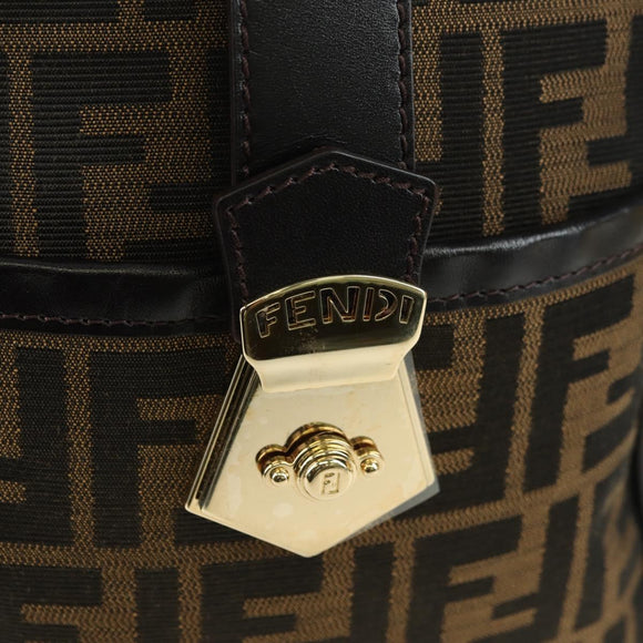 FENDI Zucca Canvas Mini Boston Bag Brown Black Auth am11498SAV