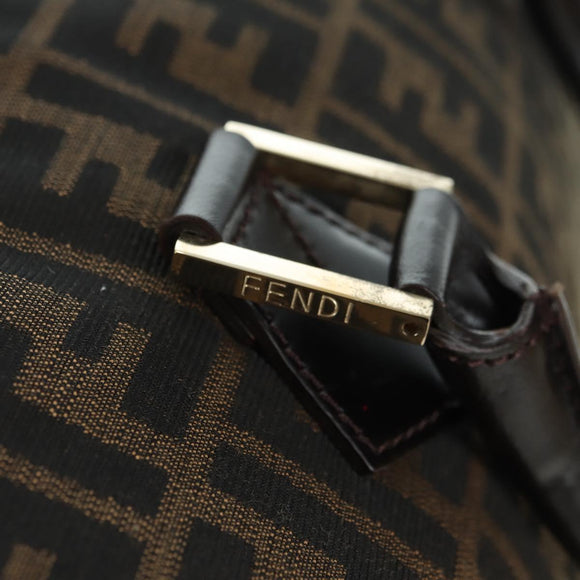 FENDI Zucca Canvas Mini Boston Bag Brown Black Auth am11498SAV