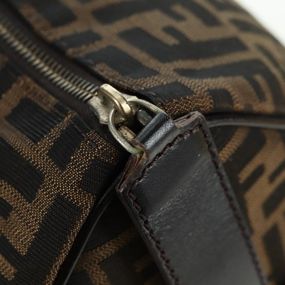 FENDI Zucca Canvas Mini Boston Bag Brown Black Auth am11498SAV
