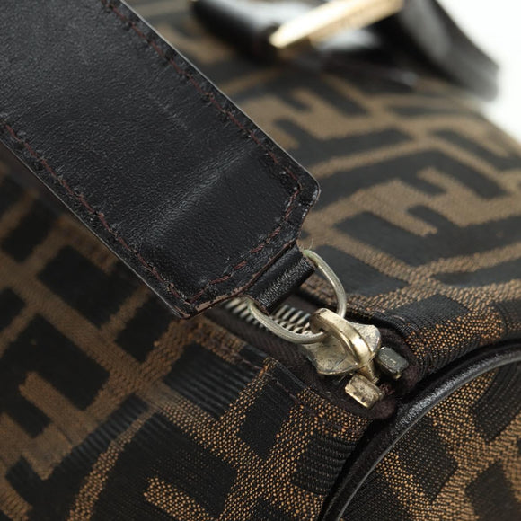 FENDI Zucca Canvas Mini Boston Bag Brown Black Auth am11498SAV