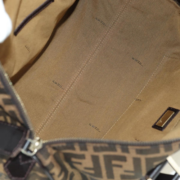 FENDI Zucca Canvas Mini Boston Bag Brown Black Auth am11498SAV