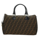 FENDI Zucca Canvas Mini Boston Bag Brown Black Auth am11498SAV-13