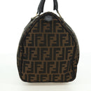 FENDI Zucca Canvas Mini Boston Bag Brown Black Auth am11498SAV-3