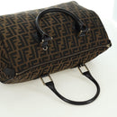 FENDI Zucca Canvas Mini Boston Bag Brown Black Auth am11498SAV-6
